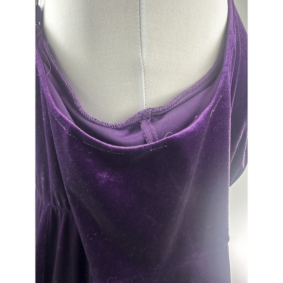 *Flawed Torrid Mini Velvet Cold Shoulder Surplice Dress Purple Size 1X No Tie - Picture 12 of 16